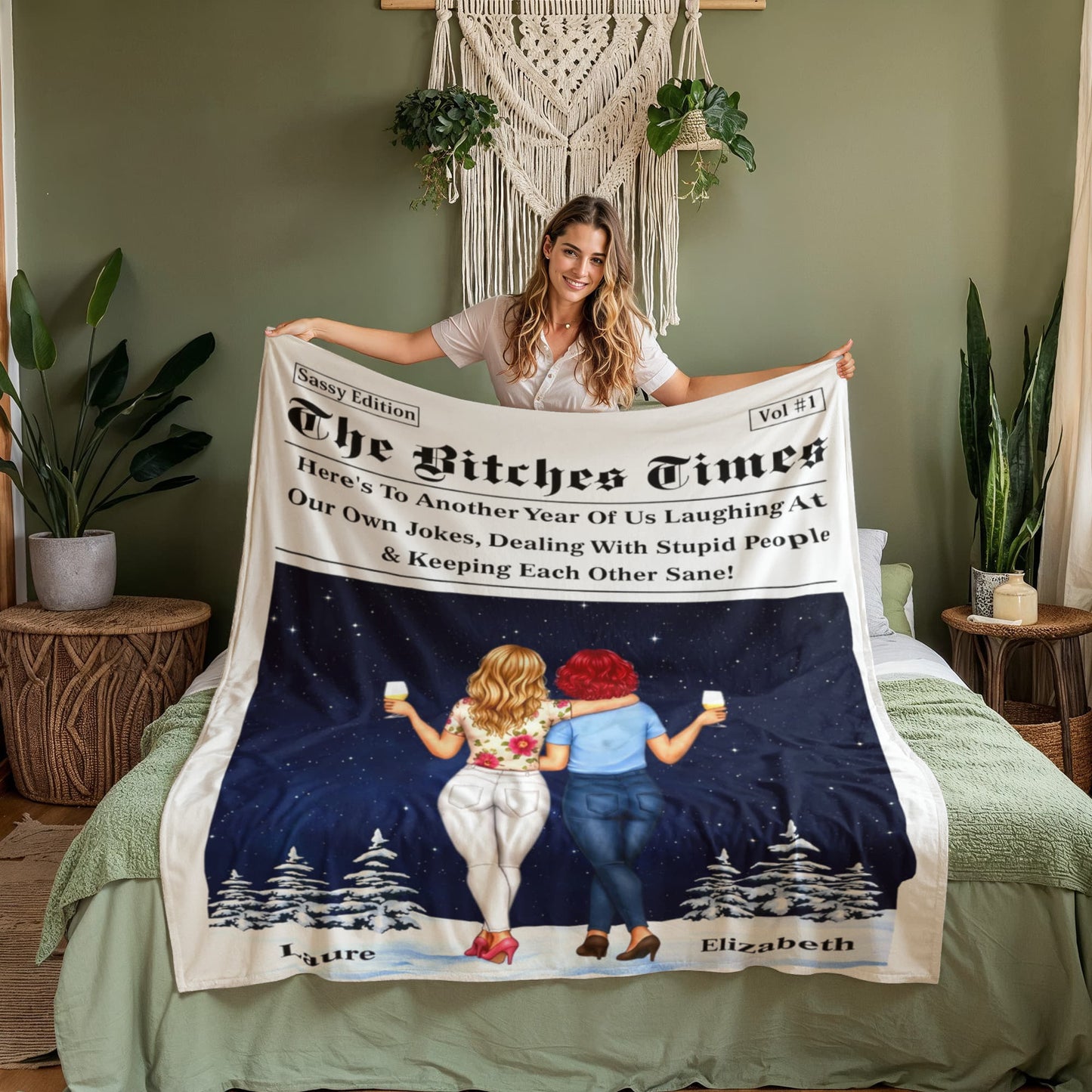 Personalized Biker Couple Fleece Blanket | The Bitch You Married Is Still Hot Motorcycle Blanket | Custom Names Anniversary Gift for Husband & Wife