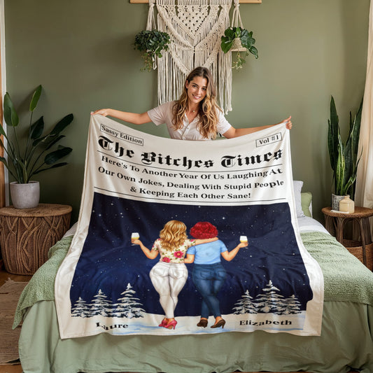 Personalized Biker Couple Fleece Blanket | The Bitch You Married Is Still Hot Motorcycle Blanket | Custom Names Anniversary Gift for Husband & Wife