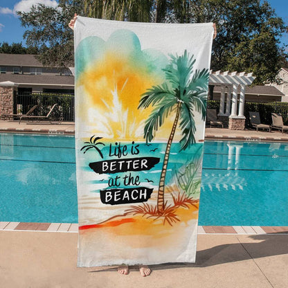 Beach Towel-Life Is Better On The Beach with Palm Tree - YERTIZZ.COM