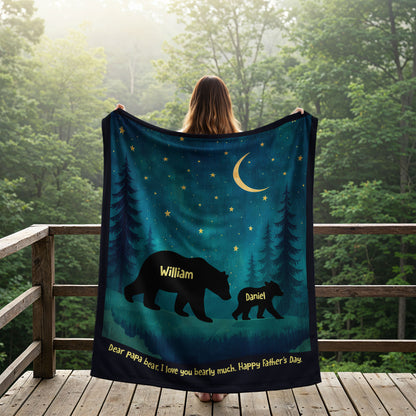 Father's Day Gift Ideas, Personalized Gift For Father, Custom Papa Bear Blanket !