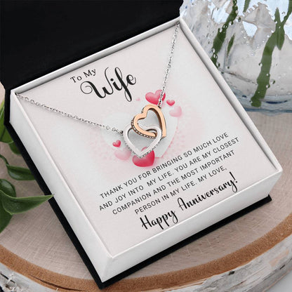 Forever Love Interlocking Hearts Anniversary Necklace (Yellow & White Gold Variants)
