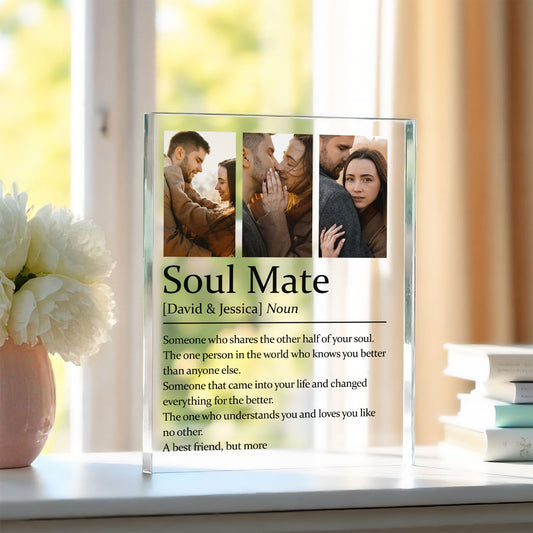 Personalized Soul Mate Acrylic Block – Custom Photo Gift for Couple, Husband Wife, Boyfriend Girlfriend, Anniversary or Valentine’s Keepsake