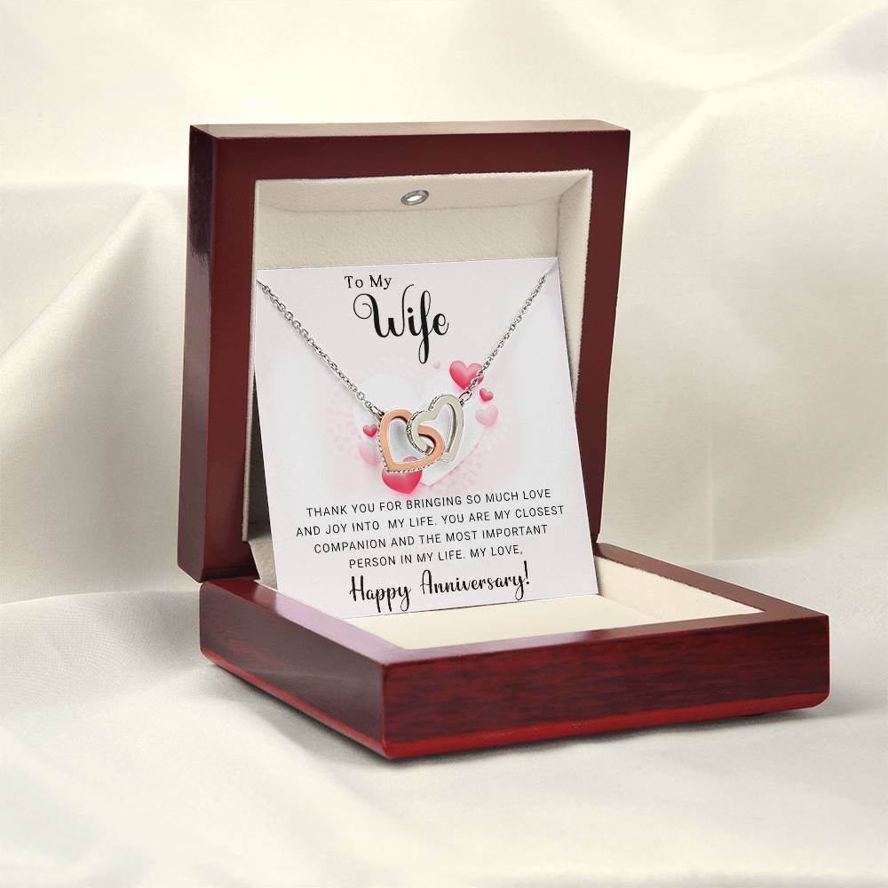 Forever Love Interlocking Hearts Anniversary Necklace (Yellow & White Gold Variants)