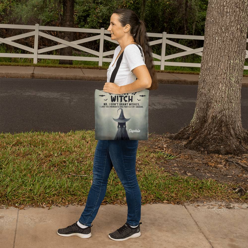 Personalized Witch Tote Bag – Custom Name Halloween Gothic Tote with Funny Quote !