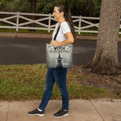 Personalized Witch Tote Bag – Custom Name Halloween Gothic Tote with Funny Quote !