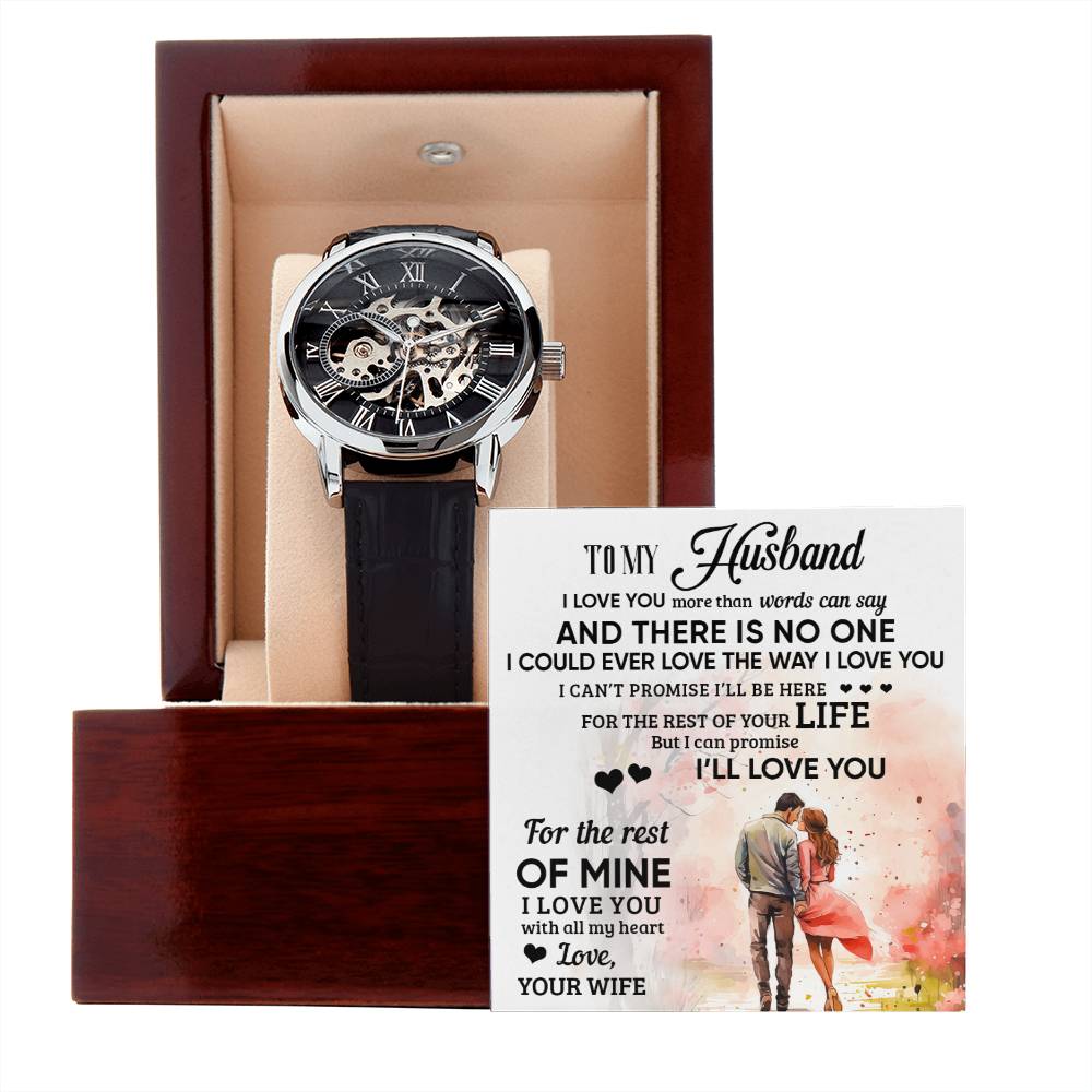 To My Husband Happy Anniversary Men's Openwork Watch with MC