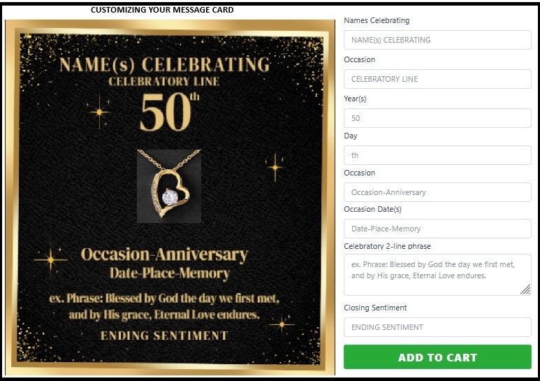 Personalized 50th Anniversary Heart Necklace Gift | Golden Anniversary Jewelry | 50 Years of Love Necklace | Wife Anniversary Gift