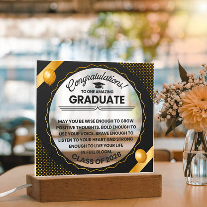Graduation LED Acrylic Plaque – Congratulations Graduate Gift | Class of 2026 Light Up Keepsake