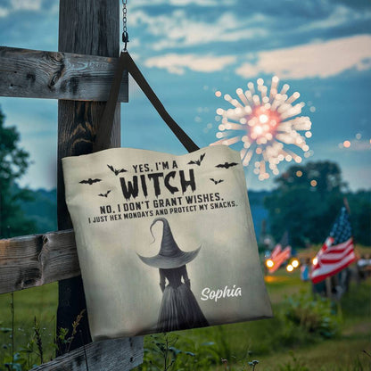 Personalized Witch Tote Bag – Custom Name Halloween Gothic Tote with Funny Quote !