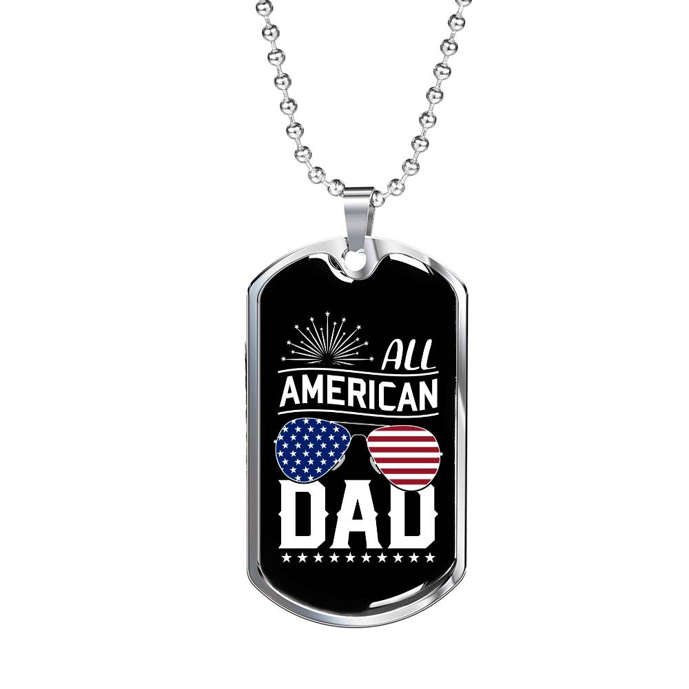 All American Dad Dog Tag Necklace with Engraving