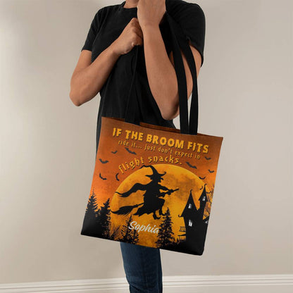 Custom Witch Tote Bag –  Halloween Tote with Full Moon & Flying Witch !