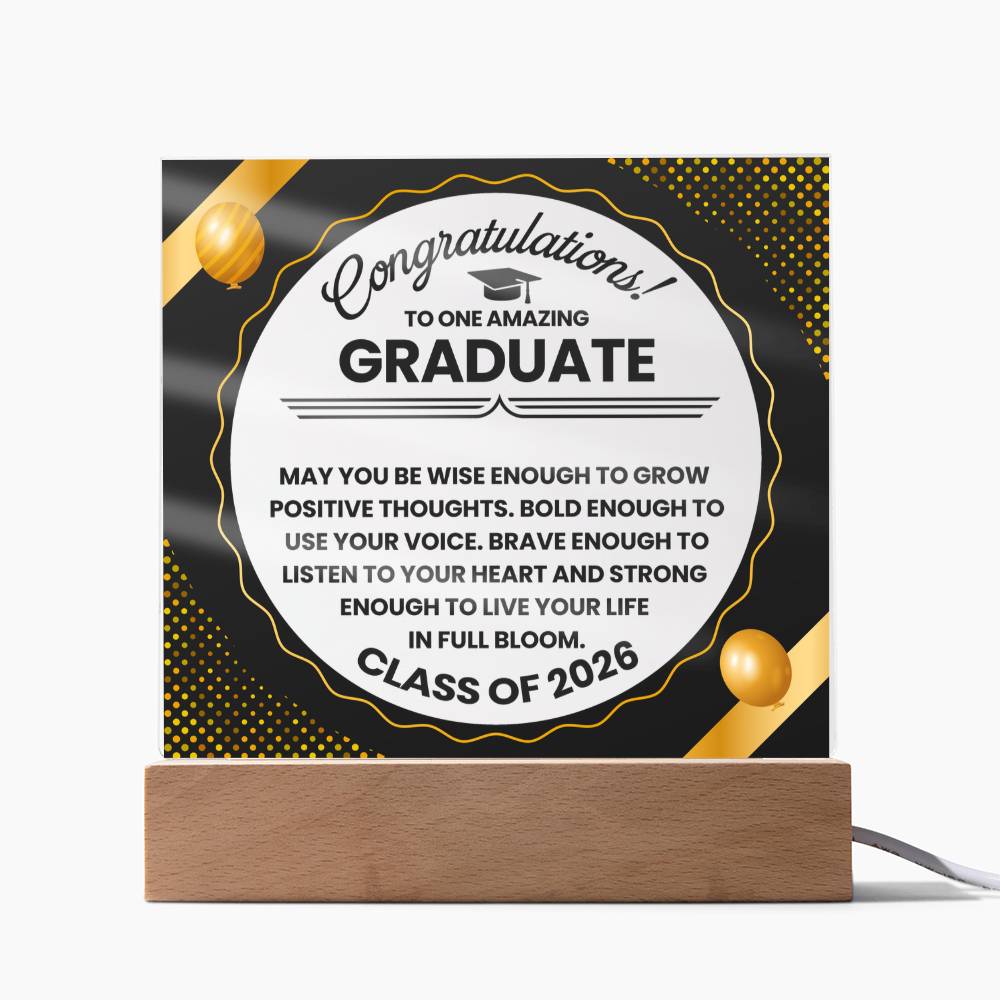 Graduation LED Acrylic Plaque – Congratulations Graduate Gift | Class of 2026 Light Up Keepsake