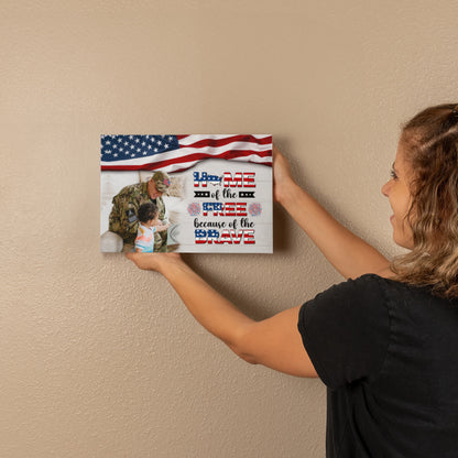 Personalized Patriotic Family Gallery Wrapped Canvas – Custom Home of the Brave Independence Day Wall Art