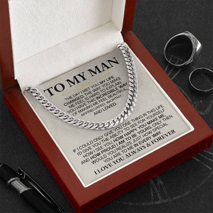 “To My Man” Cuban Link Chain – Heartfelt Gift for Husband, Boyfriend, or Fiancé