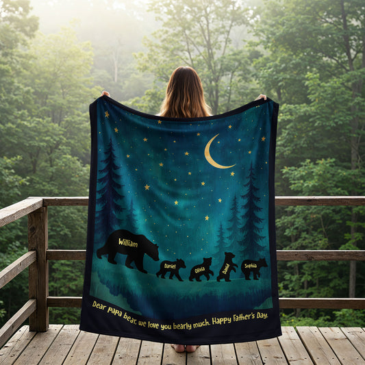 Father's Day Gift Ideas, Personalized Gift For Father, Custom Papa Bear Blanket !