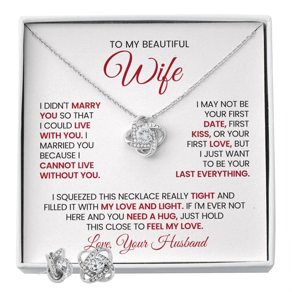 Love Knot Earrings and Necklace Set-To My Beautiful Wife