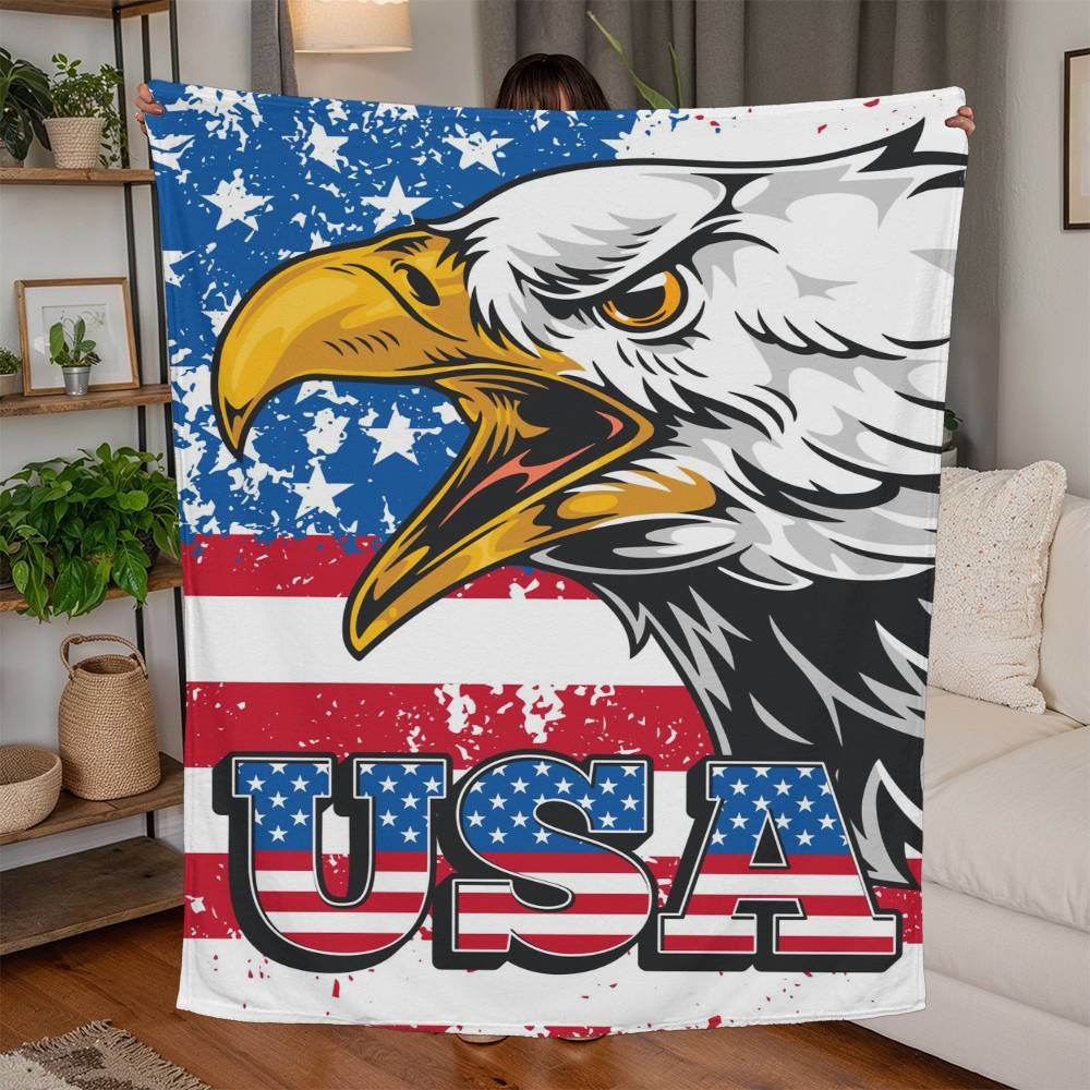 USA Independence Day 4th of July Jersey Fleece Blanket 50" x 60"