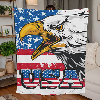 USA Independence Day 4th of July Jersey Fleece Blanket 50" x 60"
