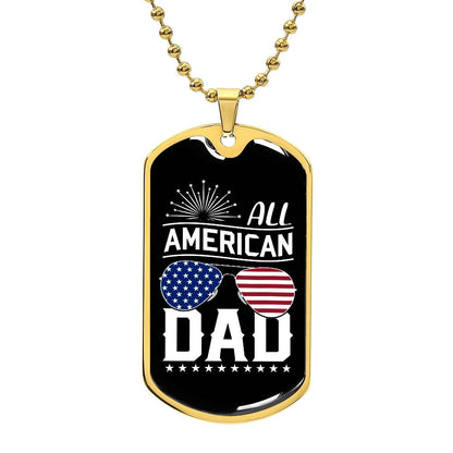 All American Dad Dog Tag Necklace with Engraving