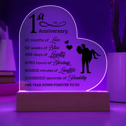 Happy 1st Anniversary Heart Plaque Forever Love