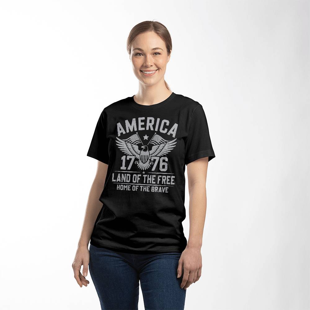 America 1776 Land Of The Free Home Of The Brave 4th July T-Shirt