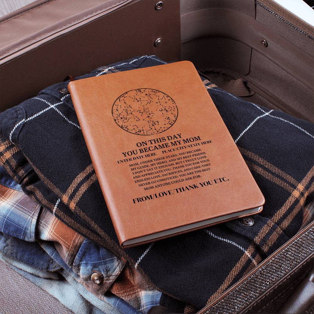 On This Day You Became My Mom, Leather Graphic Journal Gift
