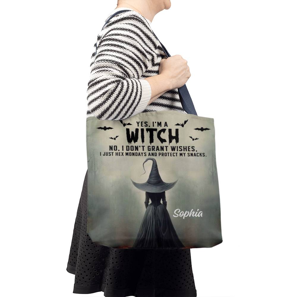 Personalized Witch Tote Bag – Custom Name Halloween Gothic Tote with Funny Quote !