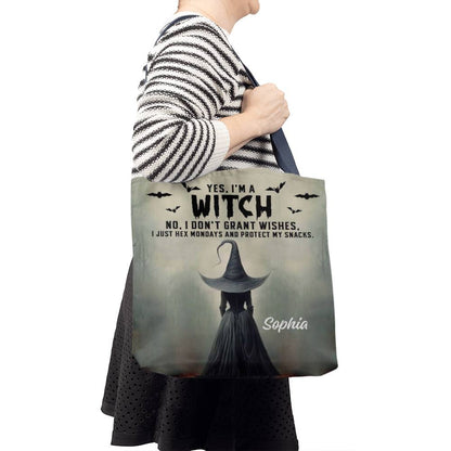 Personalized Witch Tote Bag – Custom Name Halloween Gothic Tote with Funny Quote !