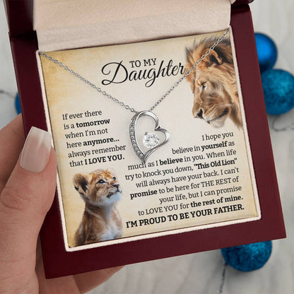 To My Daughter – Lion Father Forever Love Necklace, Proud Dad Gift, Inspirational Jewelry from Father to Daughter