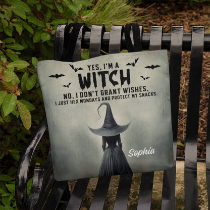Personalized Witch Tote Bag – Custom Name Halloween Gothic Tote with Funny Quote !