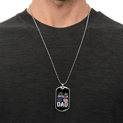 All American Dad Dog Tag Necklace with Engraving