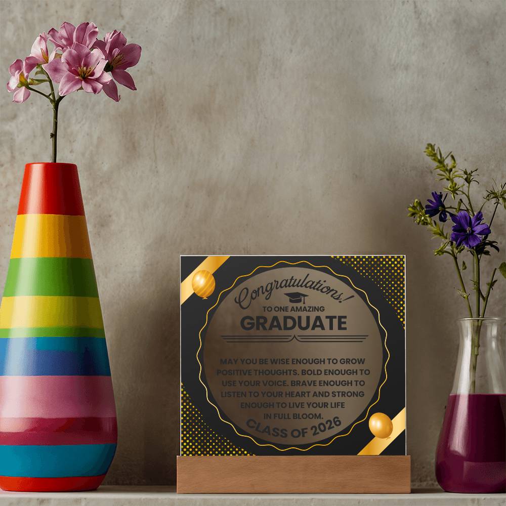 Graduation LED Acrylic Plaque – Congratulations Graduate Gift | Class of 2026 Light Up Keepsake