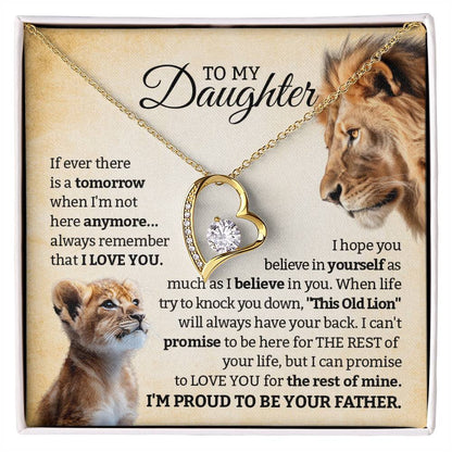 To My Daughter – Lion Father Forever Love Necklace, Proud Dad Gift, Inspirational Jewelry from Father to Daughter