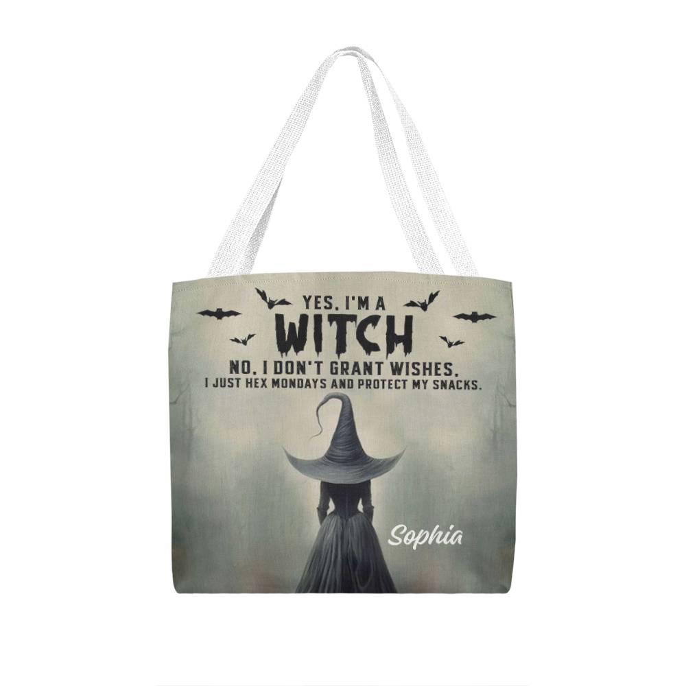 Personalized Witch Tote Bag – Custom Name Halloween Gothic Tote with Funny Quote !