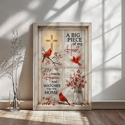 Red cardinals on snowy branches memorial canvas