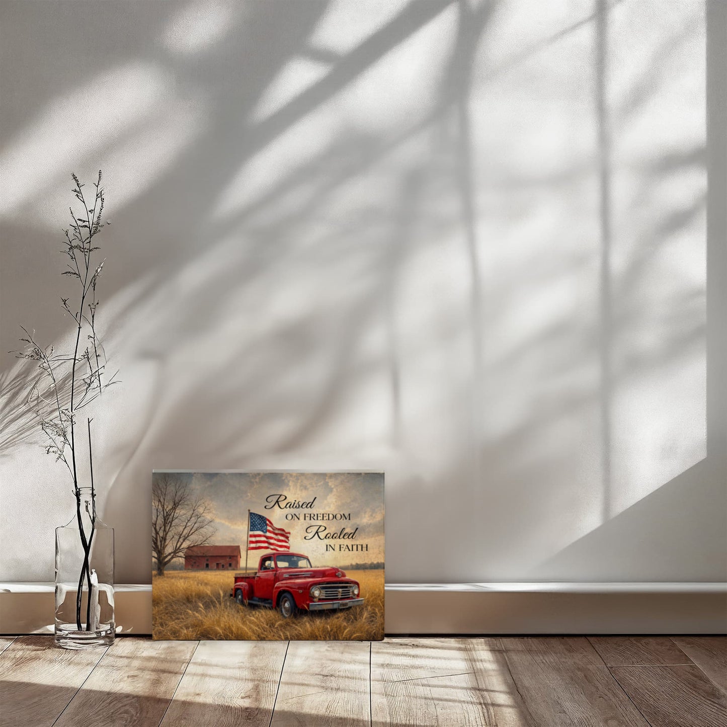 Personalized Rustic American Farm Canvas – Custom Family Name Patriotic Country Wall Art