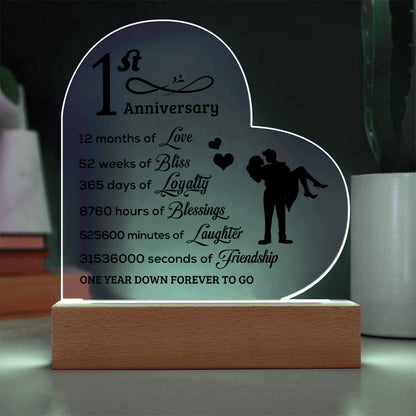 Happy 1st Anniversary Heart Plaque Forever Love