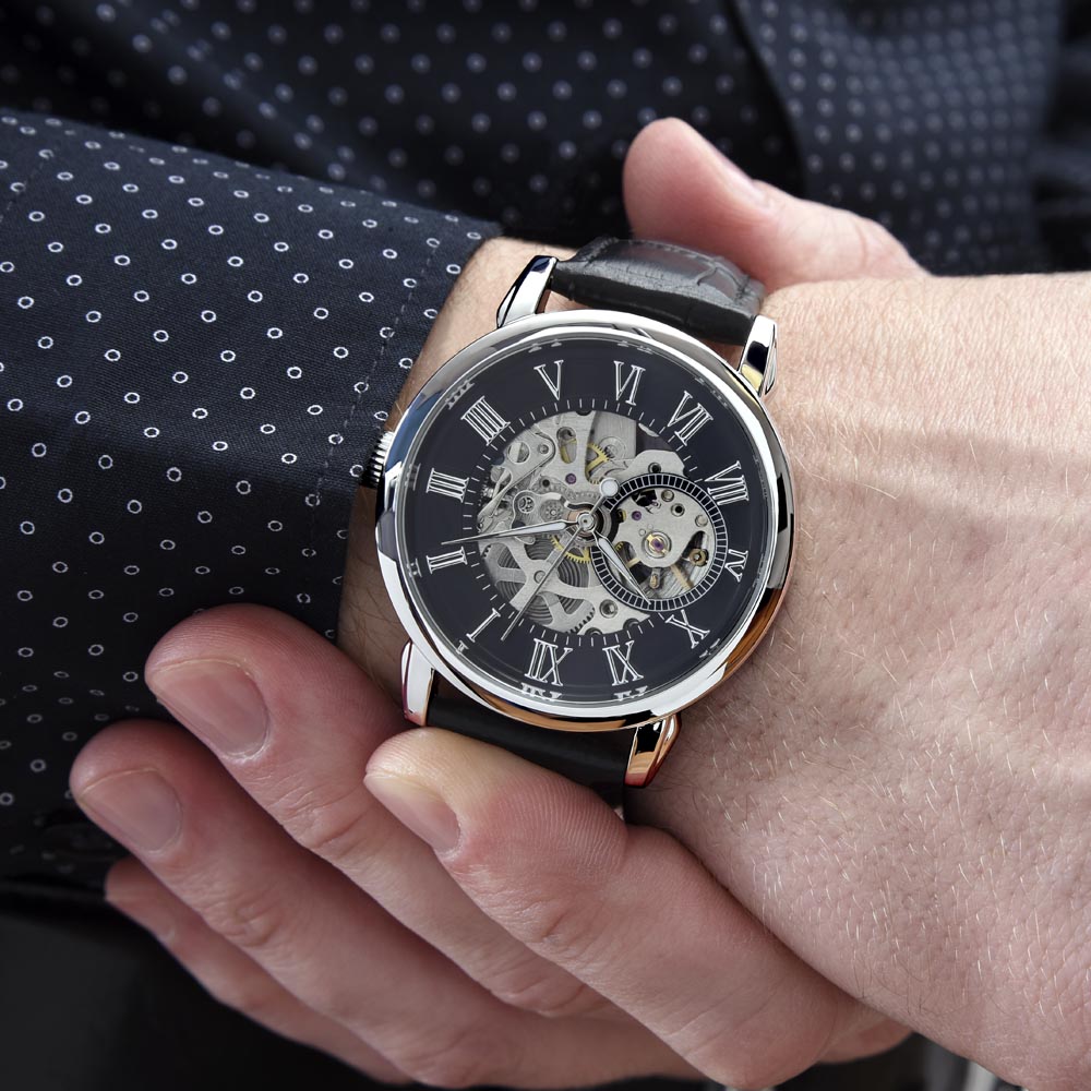 To My Husband Happy Anniversary Men's Openwork Watch with MC