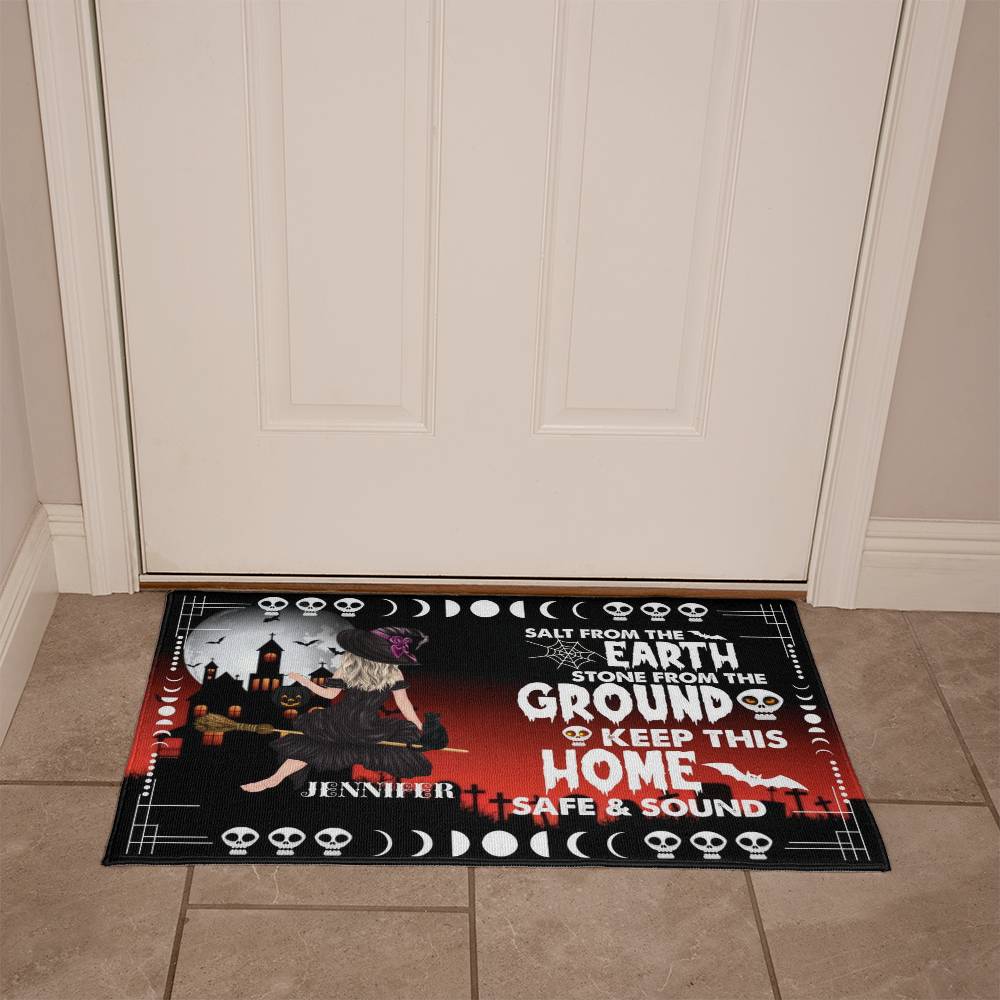 Personalized witch Halloween doormat