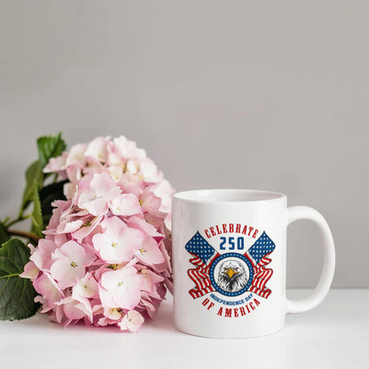 Celebrate 250 Independence Day Of America Patriotic White Ceramic Mug Multiple Variants