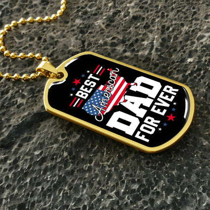 Best American Dad Forever 4th Of July Dog Tag Necklace with Engraving