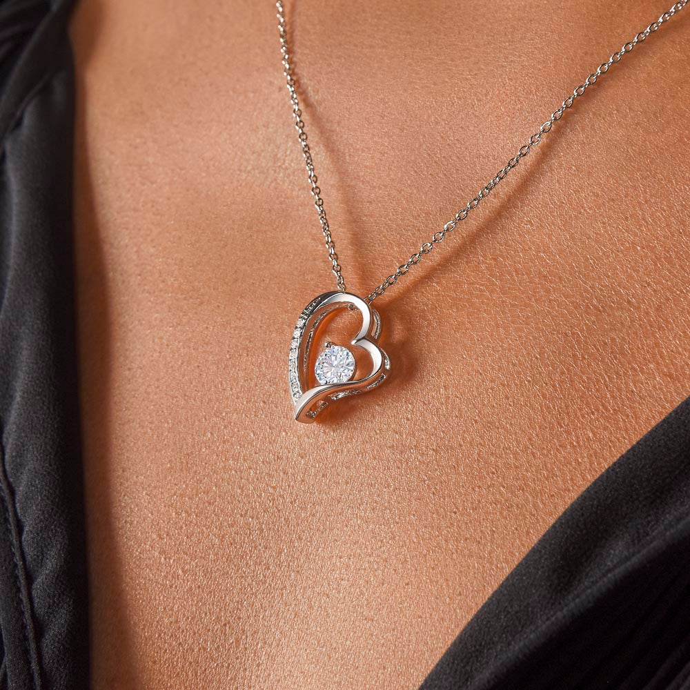 To My Daughter – Forever Love Necklace from Dad, Heart Pendant Jewelry Gift with Inspirational Message, Father Daughter Keepsake