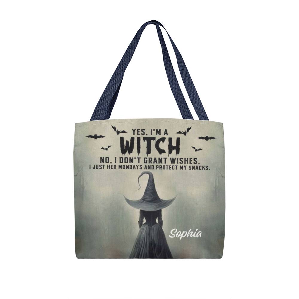 Personalized Witch Tote Bag – Custom Name Halloween Gothic Tote with Funny Quote !