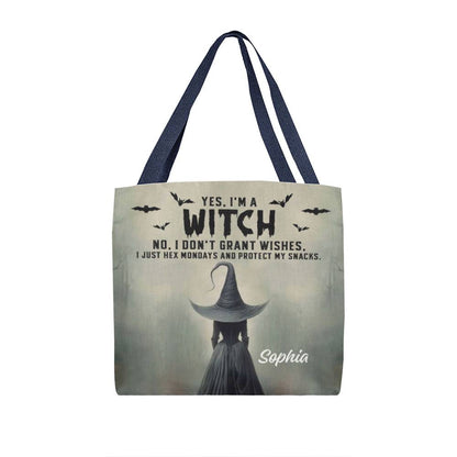 Personalized Witch Tote Bag – Custom Name Halloween Gothic Tote with Funny Quote !