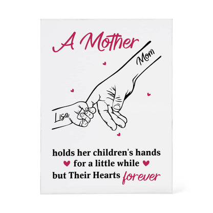 Personalized Mother Acrylic Plaque – Custom Names Family Hands Gift for Mom, Mother’s Day Love Keepsake from Kids