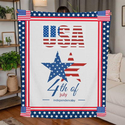 USA Independence Day 4th of July Jersey Fleece Blanket 50" x 60"