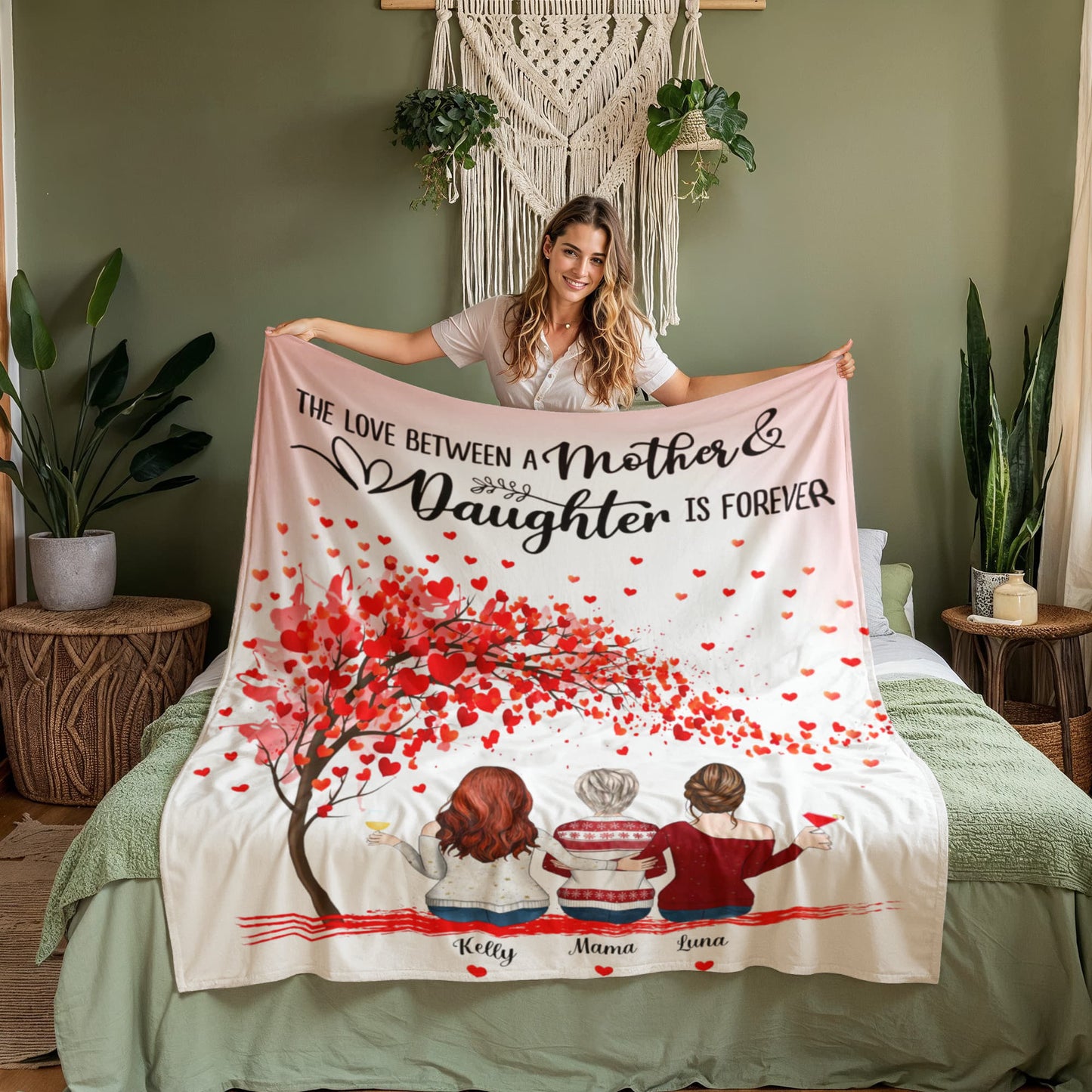 Personalized Mother Daughter Fleece Blanket | Dear Daughter Life Is Better With You Blanket | Custom Names Throw | Gift for Daughter from Mom