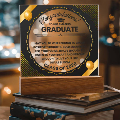 Graduation LED Acrylic Plaque – Congratulations Graduate Gift | Class of 2026 Light Up Keepsake