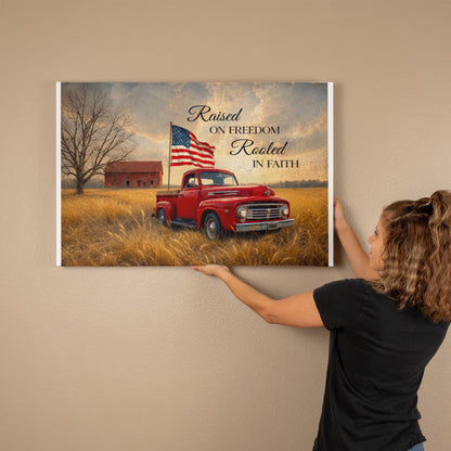 Personalized Rustic American Farm Canvas – Custom Family Name Patriotic Country Wall Art