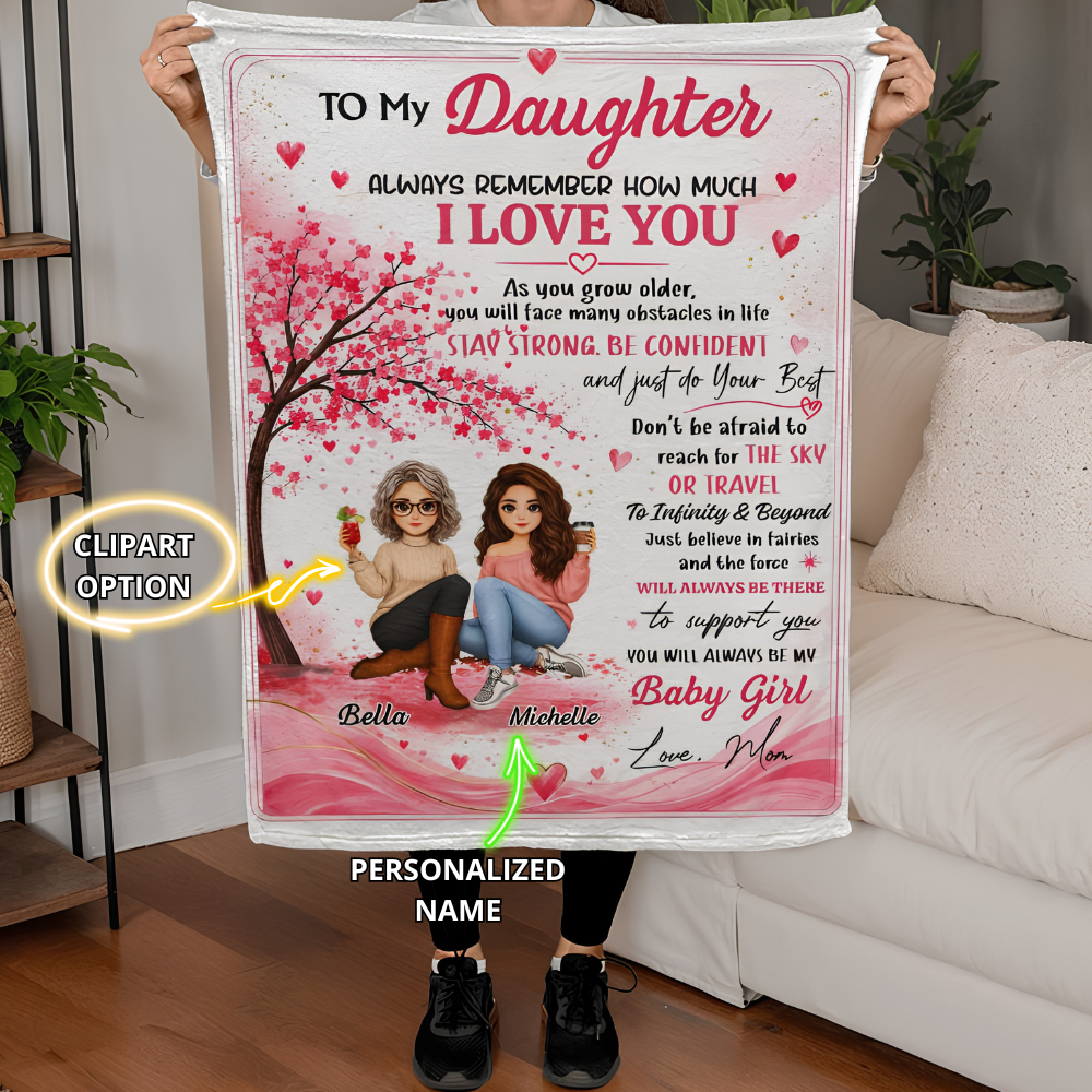 To My Daughter Blanket from Mom | Personalized Daughter Fleece Blanket